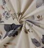 Grey Floral 180 TC Polyester Double Size Bedsheet With 2 Pillow Covers
