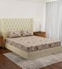 Beige Floral 180 TC Polyester Double Size Bedsheet With 2 Pillow Covers