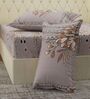 Beige Floral 180 TC Polyester Double Size Bedsheet With 2 Pillow Covers