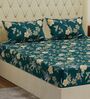 Green Floral 180 TC Polyester Double Size Bedsheet With 2 Pillow Covers