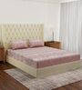 Peach Floral 180 TC Polyester Double Size Bedsheet With 2 Pillow Covers
