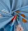 Blue Floral 180 TC Polyester Double Size Bedsheet With 2 Pillow Covers