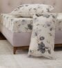 Grey Floral 180 TC Polyester Double Size Bedsheet With 2 Pillow Covers