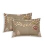 Orange Floral 180 TC Polyester Double Size Bedsheet With 2 Pillow Covers