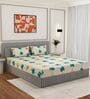 Green Floral 180 TC Polyester Double Size Bedsheet With 2 Pillow Covers