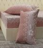 Peach Floral 180 TC Polyester Double Size Bedsheet With 2 Pillow Covers