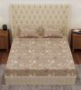 Orange Floral 180 TC Polyester Double Size Bedsheet With 2 Pillow Covers