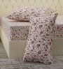 Pink Floral 180 TC Polyester Double Size Bedsheet With 2 Pillow Covers