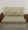 Green Floral 180 TC Polyester Double Size Bedsheet With 2 Pillow Covers
