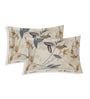 Beige Floral 180 TC Polyester Double Size Bedsheet With 2 Pillow Covers
