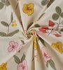 Cream Floral 180 TC Polyester Double Size Bedsheet With 2 Pillow Covers