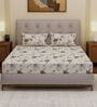 Grey Floral 180 TC Polyester Double Size Bedsheet With 2 Pillow Covers