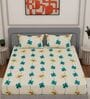 Green Floral 180 TC Polyester Double Size Bedsheet With 2 Pillow Covers
