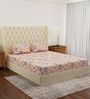 Blue Floral 180 TC Polyester Double Size Bedsheet With 2 Pillow Covers