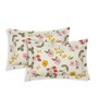 Cream Floral 180 TC Polyester Double Size Bedsheet With 2 Pillow Covers