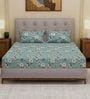 Green Floral 180 TC Polyester Double Size Bedsheet With 2 Pillow Covers