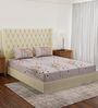 Beige Floral 180 TC Polyester Double Size Bedsheet With 2 Pillow Covers
