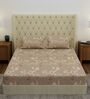 Orange Floral 180 TC Polyester Double Size Bedsheet With 2 Pillow Covers