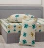 Green Floral 180 TC Polyester Double Size Bedsheet With 2 Pillow Covers