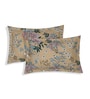 Beige Floral 180 TC Polyester Double Size Bedsheet With 2 Pillow Covers