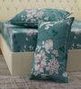 Blue Floral 180 TC Polyester Double Size Bedsheet With 2 Pillow Covers