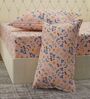 Blue Floral 180 TC Polyester Double Size Bedsheet With 2 Pillow Covers