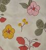 Cream Floral 180 TC Polyester Double Size Bedsheet With 2 Pillow Covers