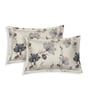 Grey Floral 180 TC Polyester Double Size Bedsheet With 2 Pillow Covers