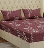 Maroon Geometric 180 TC Polyester Double Size Bedsheet With 2 Pillow Covers