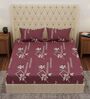 Maroon Geometric 180 TC Polyester Double Size Bedsheet With 2 Pillow Covers