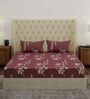 Maroon Geometric 180 TC Polyester Double Size Bedsheet With 2 Pillow Covers