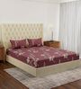 Maroon Geometric 180 TC Polyester Double Size Bedsheet With 2 Pillow Covers
