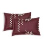 Maroon Geometric 180 TC Polyester Double Size Bedsheet With 2 Pillow Covers