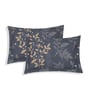 Grey Leaf 180 TC Polyester Double Size Bedsheet With 2 Pillow Covers
