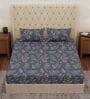 Grey Leaf 180 TC Polyester Double Size Bedsheet With 2 Pillow Covers