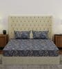 Grey Leaf 180 TC Polyester Double Size Bedsheet With 2 Pillow Covers