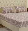 Pink Printed 180 TC Polyester Double Size Bedsheet With 2 Pillow Covers