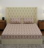 Pink Printed 180 TC Polyester Double Size Bedsheet With 2 Pillow Covers