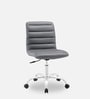 Eva Leatherette Guest Chair in Dark Grey Colour with Revolving Base