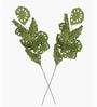 Set Of 2 Green Plastic 2 Pcs Faux Long Monstera Artificial Branches