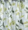 Green Floral Silk 8 Ft Blackout Eyelet Door Curtain