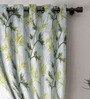 Green Floral Silk 8 Ft Blackout Eyelet Door Curtain