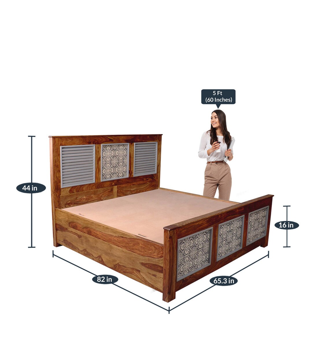 Buy Felice Queen Size Bed with Box Storage in Dual Tone By Fabuliv