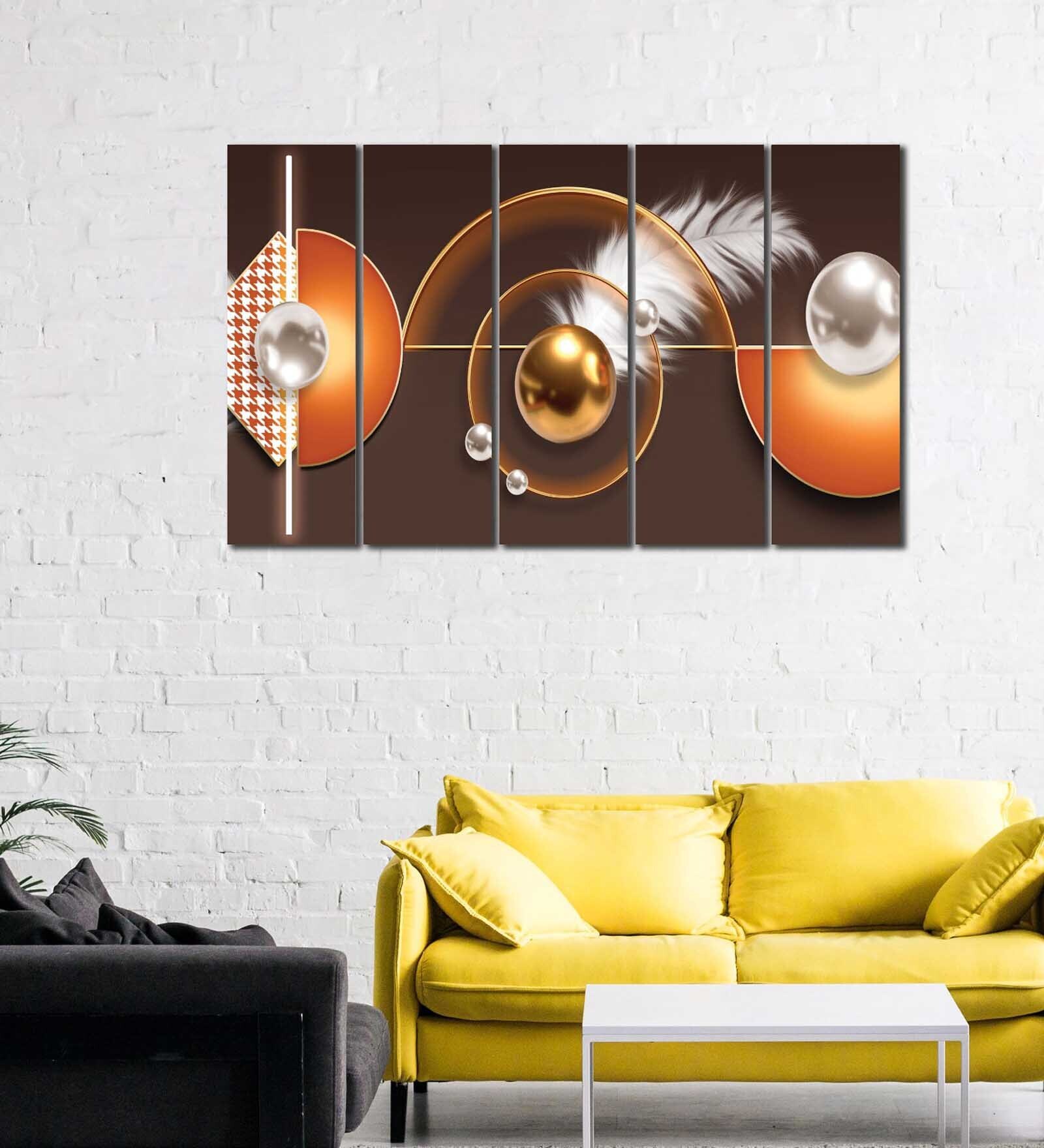 Feather Modern MDF Art Panel Set of 5
