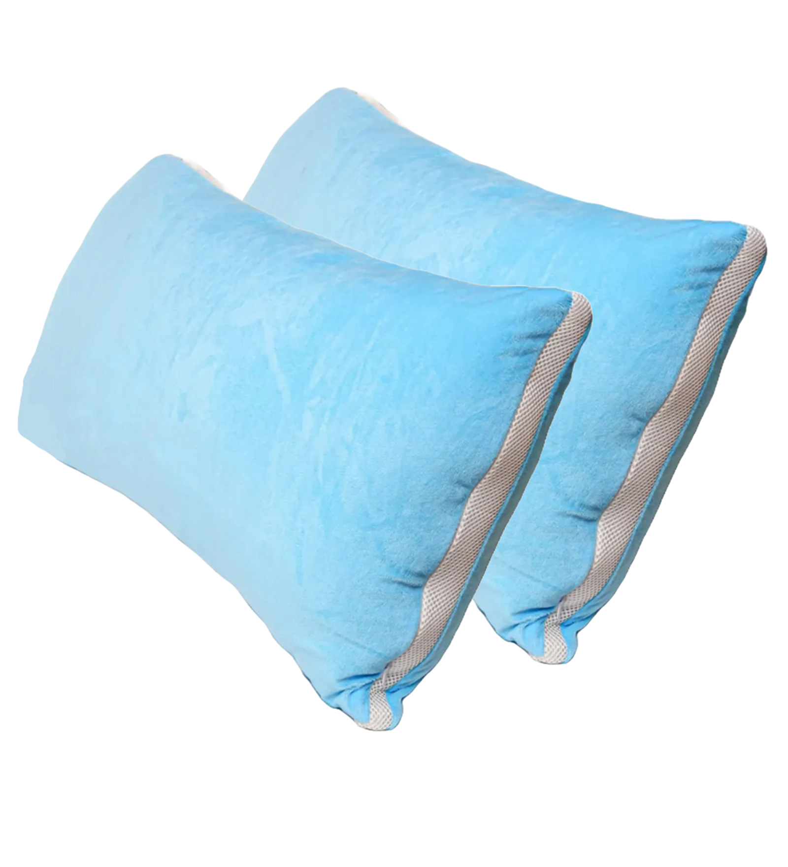Feather Touch Microfibre Pillow (26x16) in Blue Colour (Set of 2)