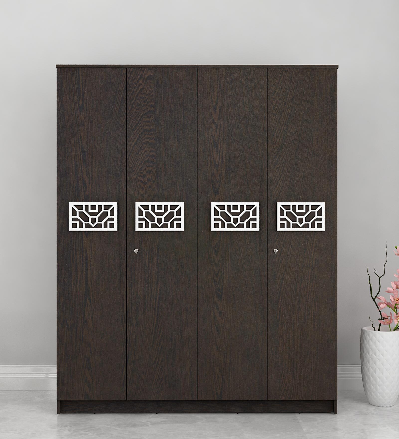 Feature 4 Door Wardrobe in Dark Wenge Finish