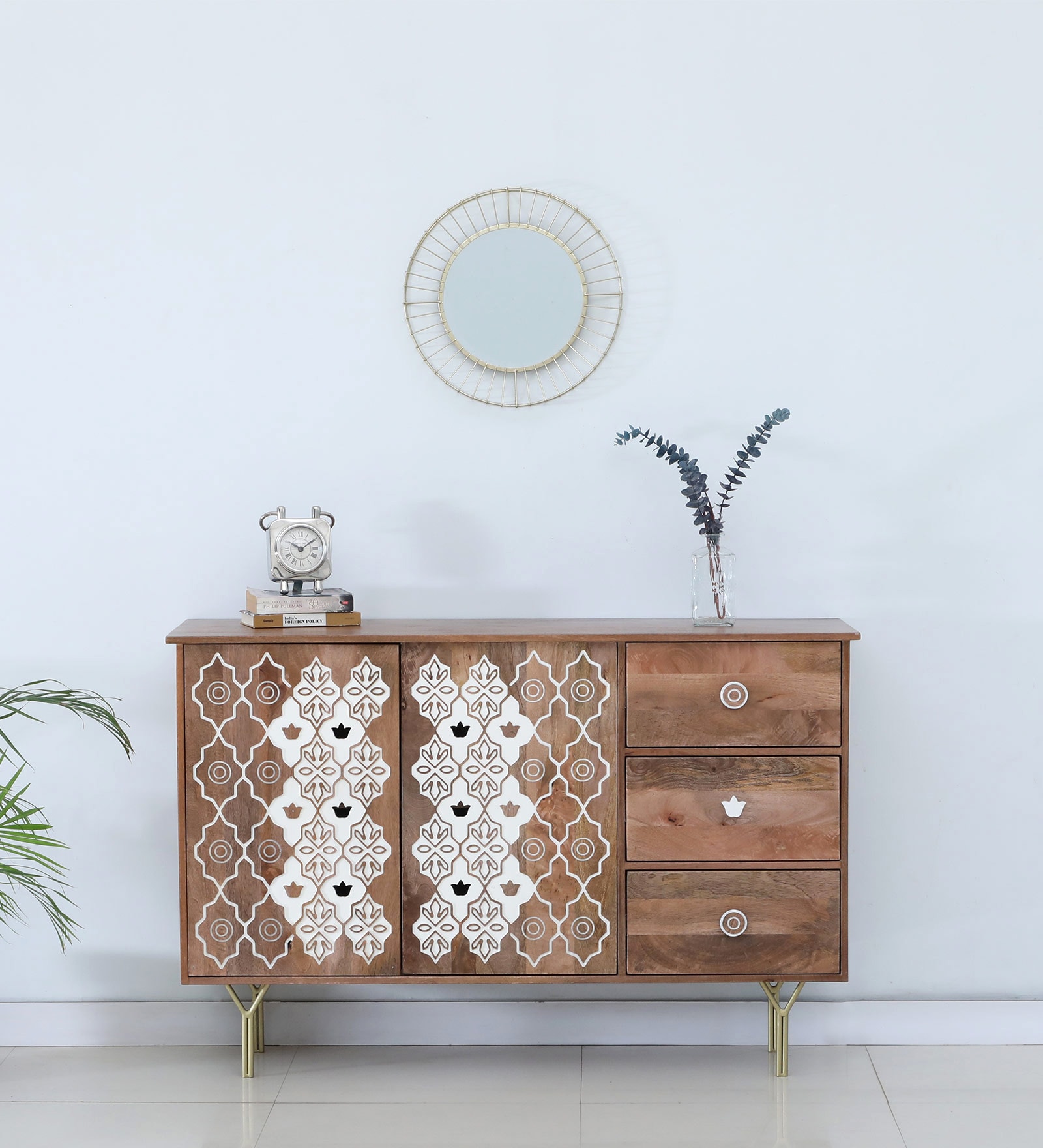 Felicity Solid Wood Sideboard in Beige & Ivory Colour Felicity Solid Wood Sideboard in Beige & Ivory Colour