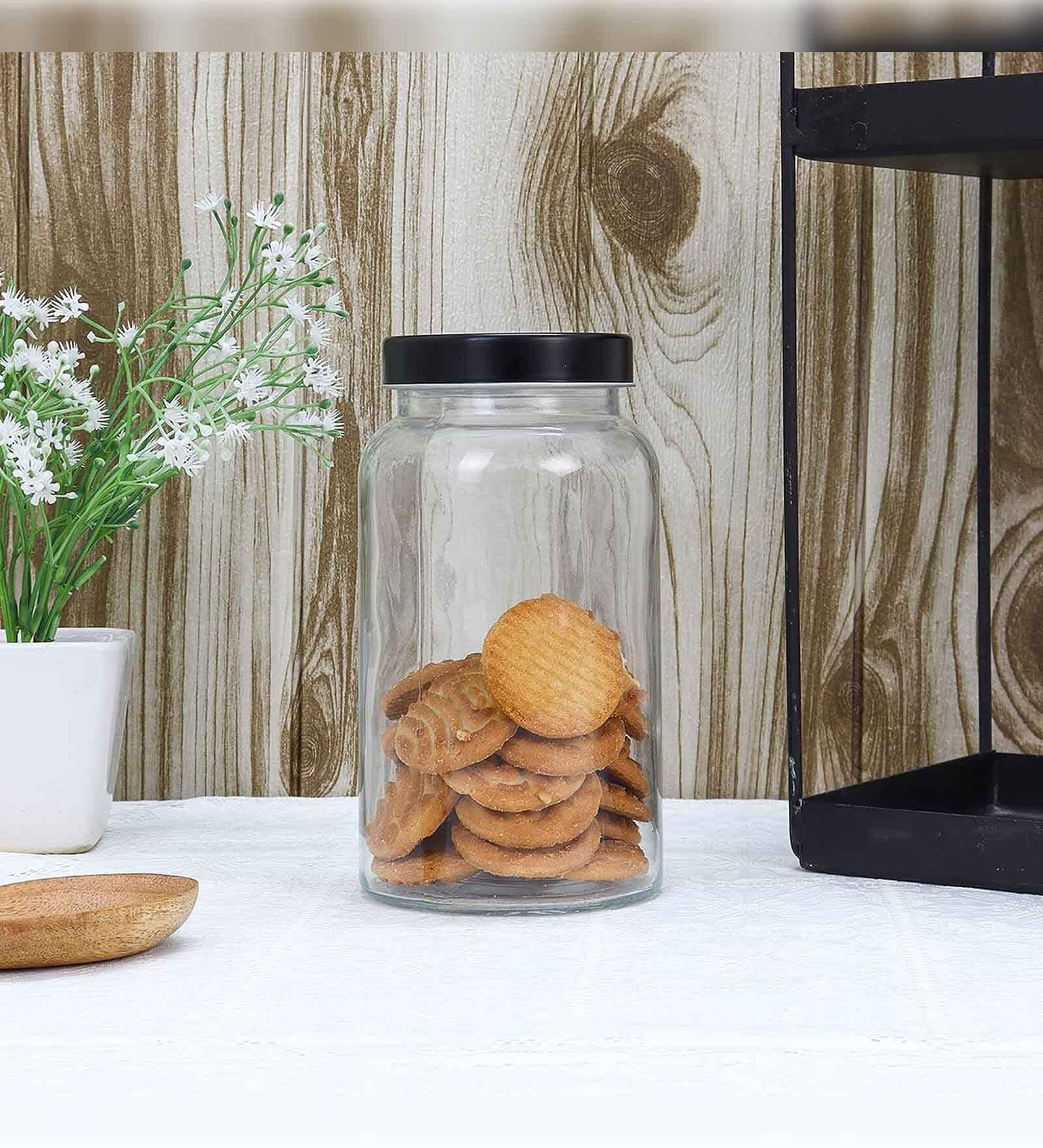 Transparent (700ml, 1000ml, 1500ml) Glass 3 Pcs Kitchen Storage with  Free Replacement of Lids