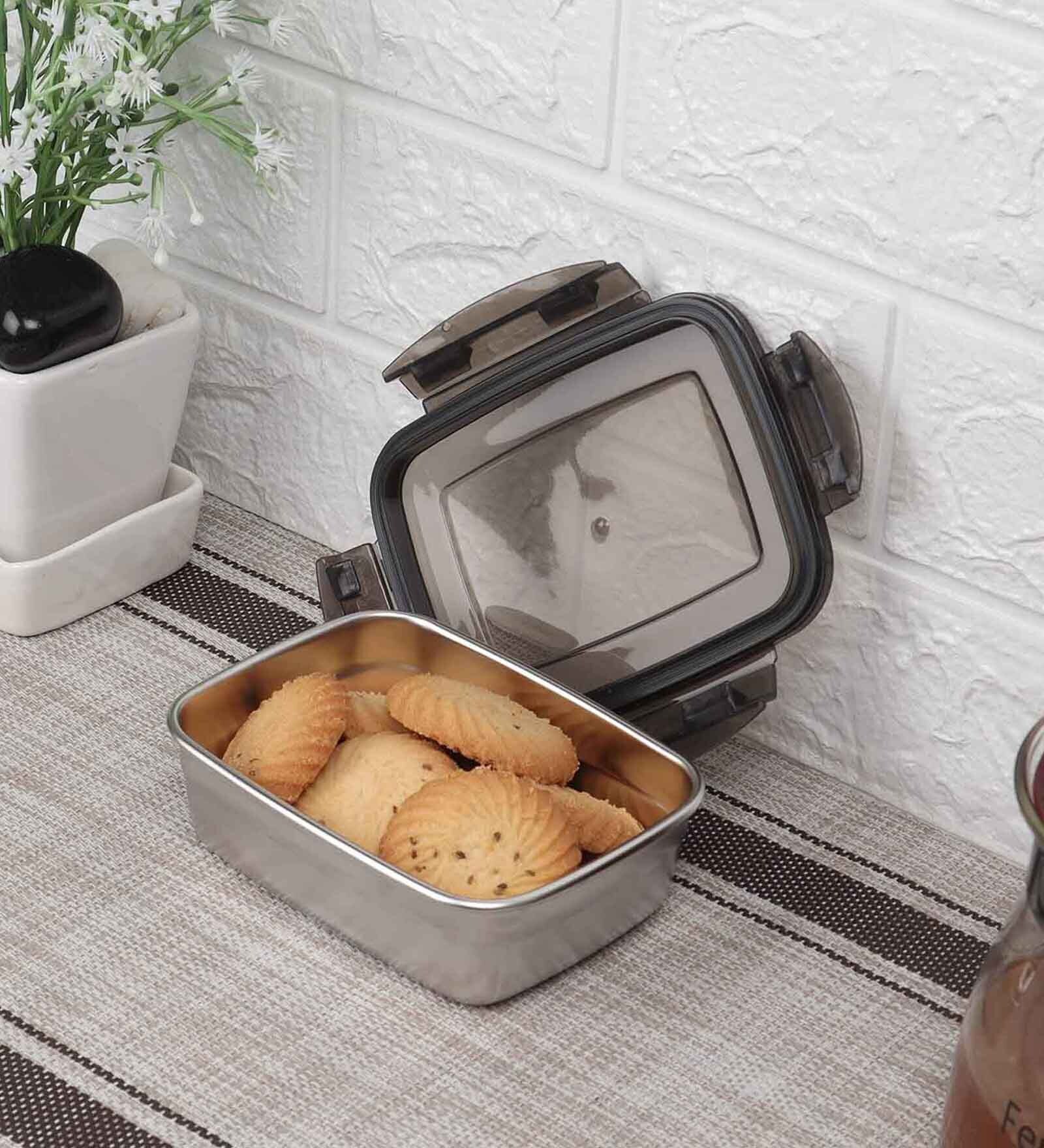 Femora Stainless Steel Container Multipurpose Lunch Box Set for Office, Maroon, Square-350ml(2 pcs), Rectangle-550ml(1 pcs), Water Bottle-750ml(1 pcs)