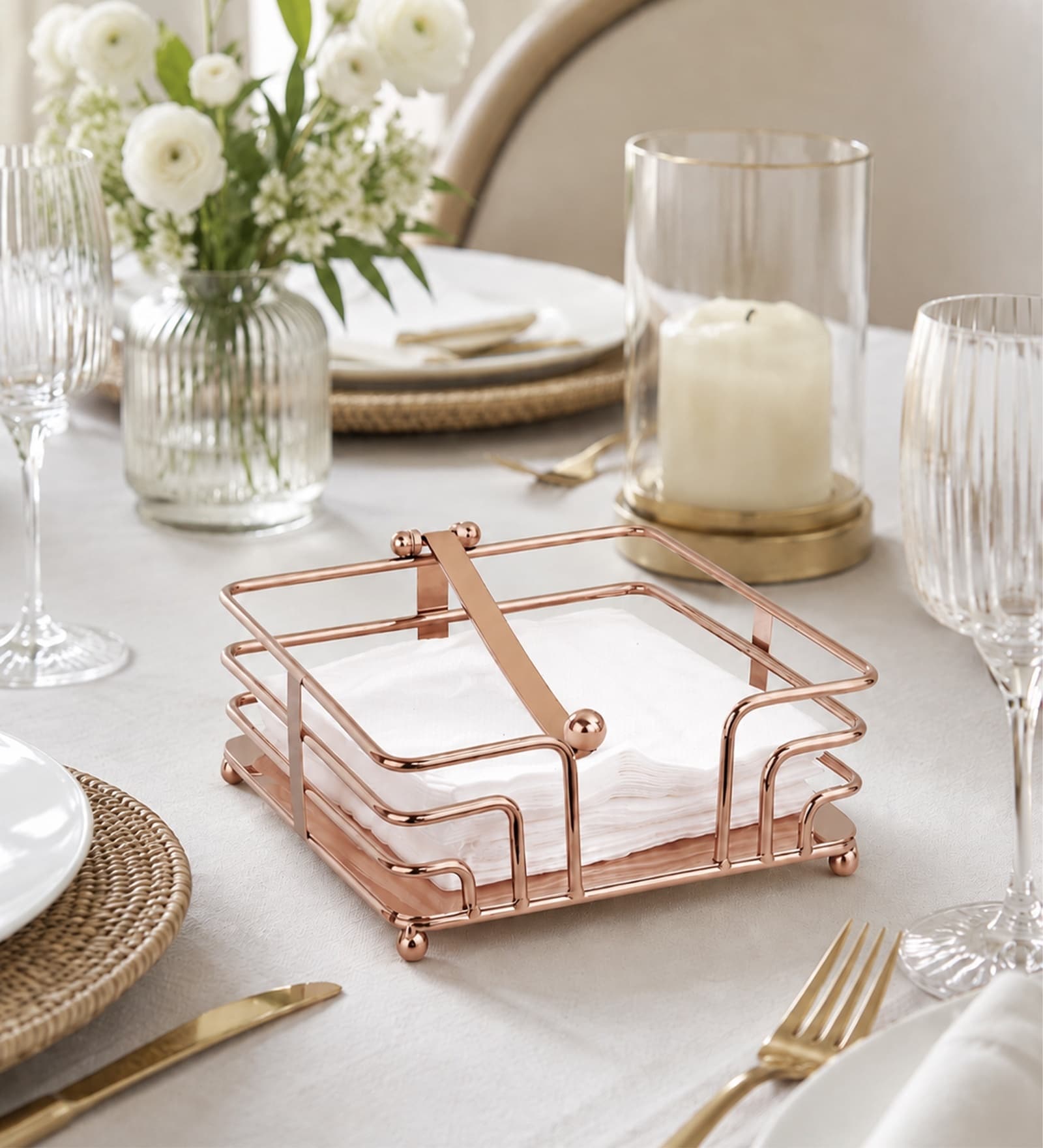 Rose Gold Fence Tissue Holder